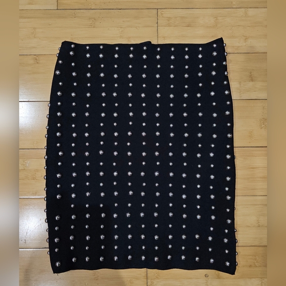 Forever 21 Dresses & Skirts - Punk Goth Sexy Forever 21 Silver Studded Black Stretchy Bodycon Pencil Skirt M